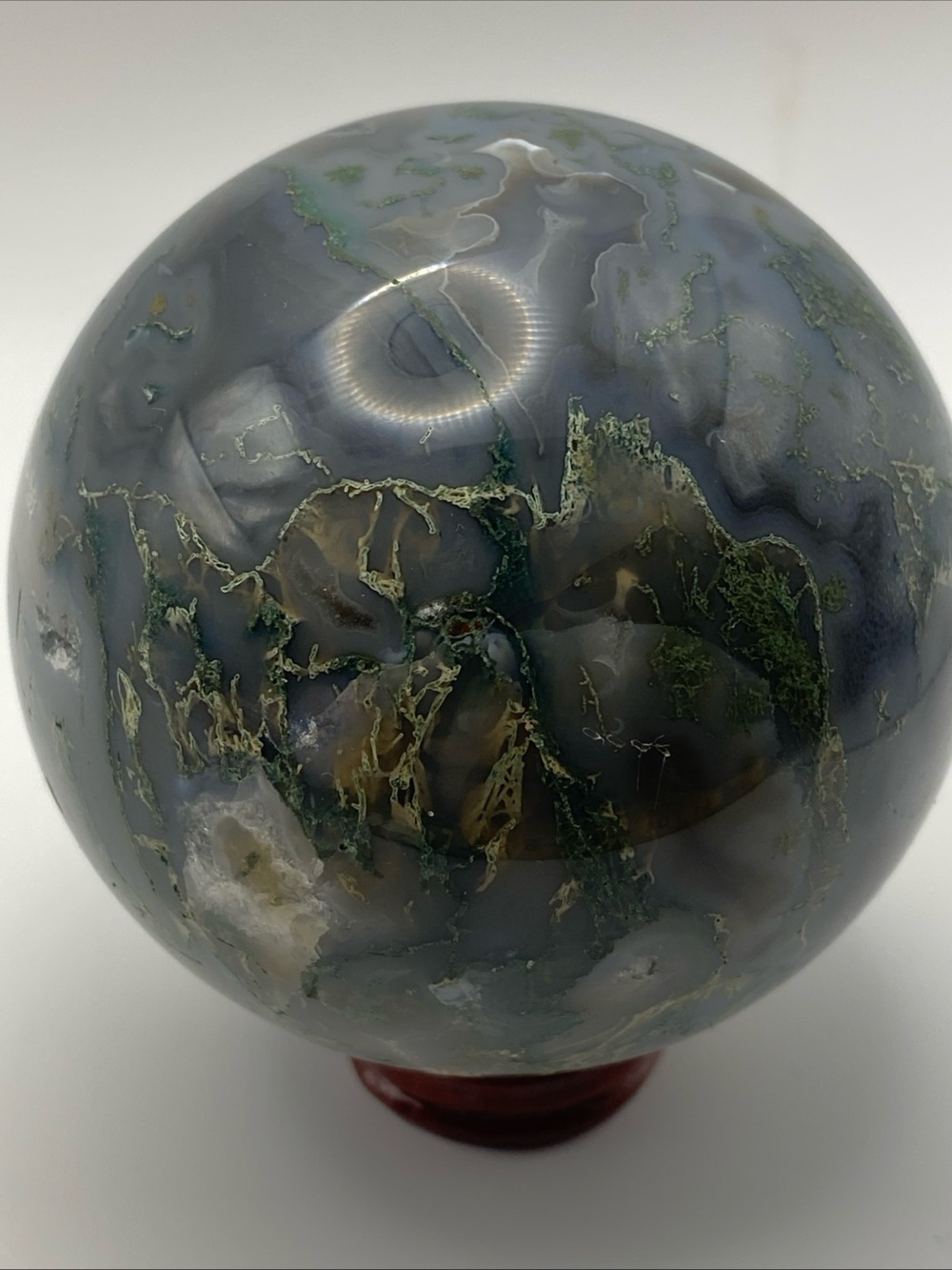 Large 3 Inch Moss Agate Sphere Crystal Statement Piece